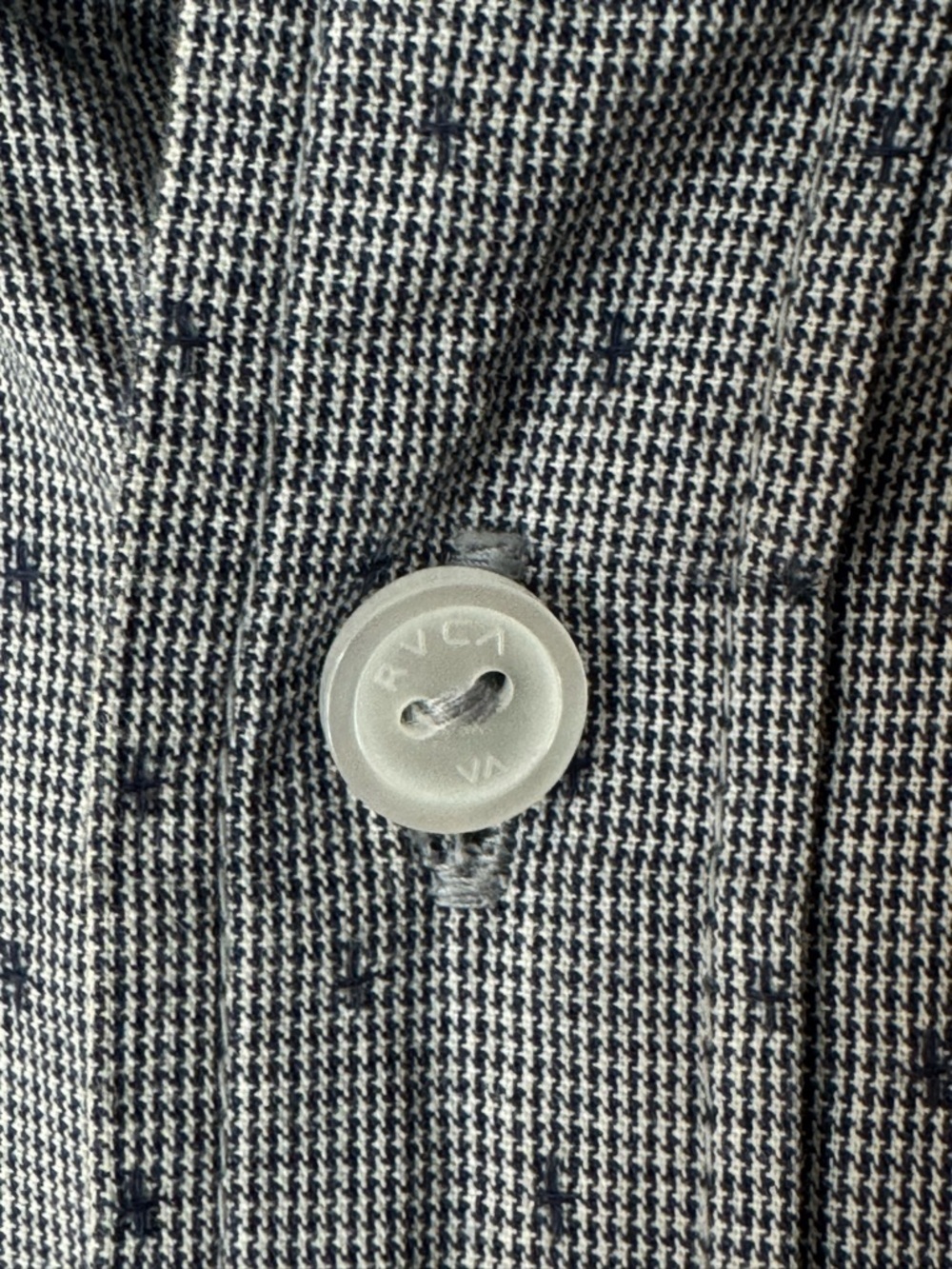 RVCA Blue Short Sleeve Button-Down Shirt Slim Fit with Subtle Dot Print Size S - Picture 6 of 14